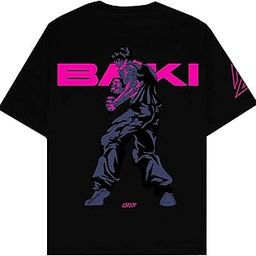 Baki Hanma Black Oversized T-Shirt Premium Cotton, Unisex, Half Sleeves for Mens and Womens (Large)-image-97