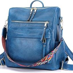 Backpack Purse for Women Designer Ladies Large Travel Convertible Shoulder Bag with printed sling belt backpack for women (Blue)-image-99