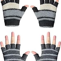 Knitted Warm Winter Cut Finger/Fingerless Cold Weather Gloves For Women(Pack of 2)-15