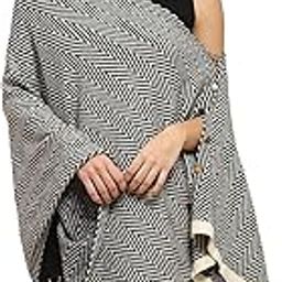 Viscose Blend Cowl Neck Sleeveless Loose Fit Cape For Women (16347)-image-35