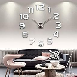 U-nique Gadget Acrylic DIY 3D Sticker Large Analog Wall Clock - Multicolor | Modern Design Frameless Wall Clock for Home, Office, Living Room & Bedroom Decor - 62 x 62Cm - Al002S-19