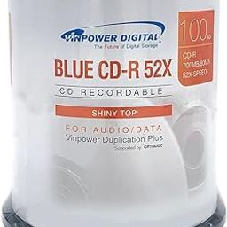 Vinpower Digital Blue AZO CD-R 700MB 52X Shiny Silver Top Recordable Media Disc - 100pk Spindle 16M-115-BX-picture-10