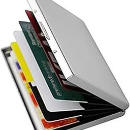 OFIXO 6 Slots Credit Card Holder RFID Protected Stainless Steel Credit Card Wallet Slim Metal Credit Card Case for Men and Women (Matt-Silver)-37