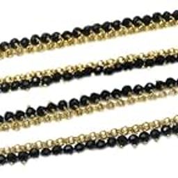 Gold Plated Black Crystal Anklet, Pair of Anklets for Women-image-50