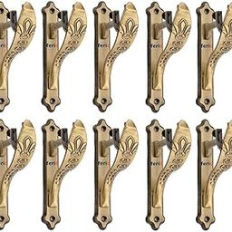 Ferio Zinc Antique Brass Jaguar Designer Heavy Curtain Supports Holder for Door and Window Curtain Brackets Set for 1 Inch Rod (Pack of 10 Pcs)-29