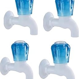 A.K® Heavy Duty Crystal Plastic Water Tap/Short Body Plastic Bib Cock/Washing Area/Kitchen Sink Tap/Bathroom Bibcock for Hot & Cold Water/Basins Cock (Set of 4 Pcs)-image-14
