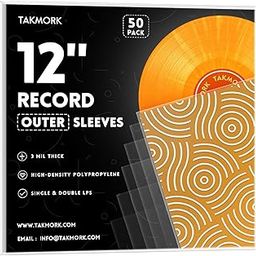 TAKMORK 12" LP Vinyl Record Protective Sleeves: Crystal Clear, Durable 3 Mil Thick Outer Sleeves, 50 Pcs-image-45