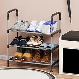 Lukzer 3-Layer Freestanding Metal Shoe Rack Organizer with Adjustable Shelves Durable and Sturdy, Space-Saving Storage Solution for Entryway, Closet, and Living Room (30cm D x 61cm W x 62cm H)-image-91