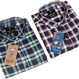 Men's Combo of Casual Cotton Checks Shirt | Full Sleeves Regular Fit (Pack of 2)-image-121