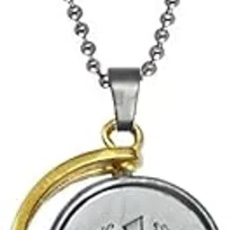 m men style One Ruppess Coin Anjaan Locket Silver Stainless Steel Pendant Necklace Chain For Men And Women-picture-46
