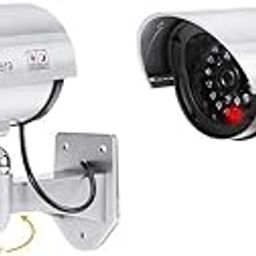 Security CCTV False Outdoor Camera Fake Dummy Security Camera Realistic Looking Dummy Security CCTV Fake Bullet Camera with Flashing LED Light Indication, Silver (2 pcs)-picture-11