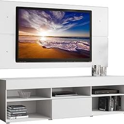Madesa TV Stand with Panel, for TVs up to 65 Inches, Wood, 180W x 157H x 40D Cm - White-image-71