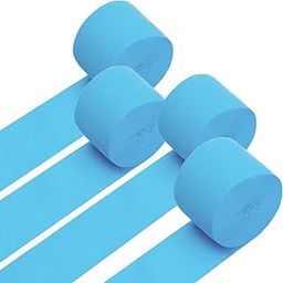 WP WANNA PARTY Carribean Blue Crepe Paper Streamers 3.5 Inch Widening 4 Rolls Blue Party Streamer for Various Birthday Baby Shower Festival Party Decorations-4pc-image-27