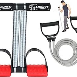 LIONFIT Double Spring Tummy Trimmer + 25KG Resistance Tube Combo | Full Body Home Gym Equipment for Weight Loss, Abs, Arms, Legs, Chest Workout for Men & Women (RED)-image-75