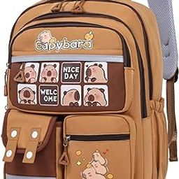 Capybara Backpack for Kids – 18L Cartoon School Bag for Boys & Girls, Lightweight & Spacious Bagpack - Multicolor (40 x 30 x 15 cm)-19