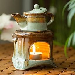ExclusiveLane Studio Pottery Ceramic Scented Oil Burner Aroma Diffuser and Tealight Candle Holder for Home Fragrances Humidifiers (11.4 x 10.9 x 15 cm)-26