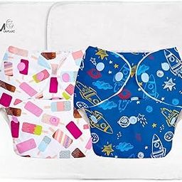 MOMSARC Cotton Diaper for New Born Baby | Freesize Washable & Reusable Diapers for Babies 0-3 Years | Adjustable Cotton Langot with Quick Dry Pad/Insert | Leak Proof Cloth diaper (Pack of 2)-26