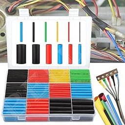 DIVUE Electrical Wire Cable Sleeving Wrap- 560Pieces Heat Shrink Tubing 2:1, Cable Wrap Assortment Electric Insulation Heat Shrink Tube Kit with Box(5 colors/12 Sizes) Black, Red, Blue, Yellow, Green-21