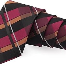 Trim Black, Magenta & Orange Colored Microfiber Necktie for Men-image-24