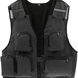 ATORSE Men's Multi Pockets Fly Fishing Mesh Vest Waistcoat XL Deep Gray-image-71