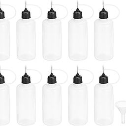 PATIKIL 60ml 2oz Needle Oiler 10pcs Glue Applicator Bottle Needle Tip Squeeze Bottle with Stainless Steel Needle Tip and Filter Cup DIY Crafts, White-image-14