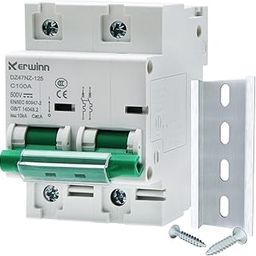 KERWINN 500V DC 2 Pole 100 Amp Miniature Circuit Breaker DIN Rail Mount for Marine Power Systems, Solar Photovoltaic Systems (C100A)-23