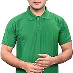 Men Green Solid Polo Collar T-Shirt Half Sleeves | Plain-Regular Fit-picture-11