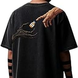 upclothing Oversized Acid Wash T-Shirt for Men | Graphic Printed Streetwear Tee | Gym Meme Back Print Casual Half Sleeve | College & Gym Wear | Perfect for Gifting-picture-33