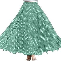 Women's Polka Dot Georgette Ethnic Maxi Skirt, High Waist, Flared, Elegant Design-image-1