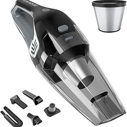UN1QUE Cordless Car Vacuum Cleaner 2 in 1, 8000Pa Powerful Suction Portable Handheld Vacuum Cleaner for Home and Car with Steel Mesh Filter, 650ML Dustbin, 4 Nozzles, USB Rechargeable (Grey)-image-2