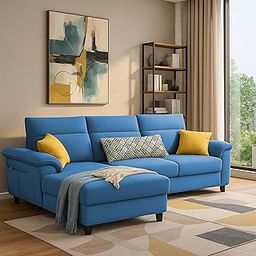 GRAPEWOOD Nelson LHS 4 Seater L Shape Sofa for Living Room (Turquise Fabric) Premium Fabric Sofa Set-image-89