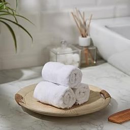 amazon basics Bamboo Cotton Face Towel Set | 500 GSM | Ultra-Absorbent | Quick Dry | Super Soft (Pack of 3 - White)-picture-6