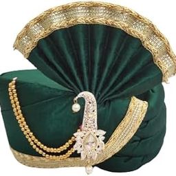 PRIYAKANT SAFAWALA Handstitch Ready to Wear Green Colour Safa (Turban/Pheta/Pagdi) for Special Wedding Use It for Man (Free - Size Adjustable System)-image-27