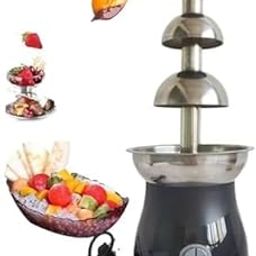 JEJIME Electric 3-Layer Stainless Steel Chocolate Fountain – Heavy Duty Cheese Fondue Tower Machine with Black Body for Melting & Dipping – Ideal for Hotels, Restaurants, Catering, Cafes & Parties-image-71