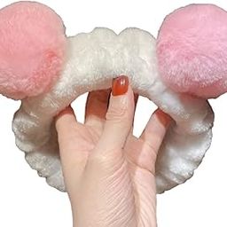 Elastic Lovely Hair Band Wash Face Spa Headband-Washable Facial Band Makeup Wrap Headbands for Women (White Pink)-image-21