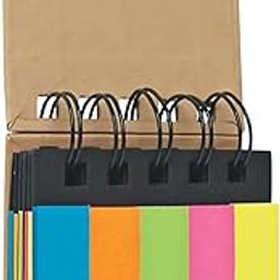 GLUN® 7x5cm Self-Sticky Notepad, Fluorescent Colour Sticky Notes with Spiral Binding Portable Page with Markers Index Tabs, Home, Office, School Bookmarks Pack of 1-image-32