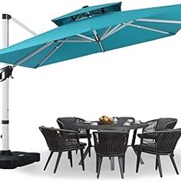 MasterCanopy Patio Umbrella Outdoor Fe-Al Market Table Umbrella with 8 Sturdy Ribs-image-84