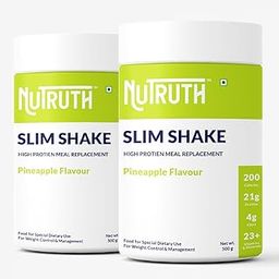 High Protein Meal Replacement Pineapple Flavoured Slim Shake | 21 Gm Protein/Serving | Weight Control & Management Protein Shake (500 Gm) (Pack of 2)-image-59
