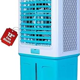 HAVAI Premium Glass Top GT 12 | 12" Fan Blade | 40 Litre Tank Capacity | 160W Power | 15ft Air Throw | 3-Side Honeycomb Cooling | Sleek Glass Top Design | 4 Castor Wheels (BLUE)-image-26