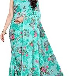 Women's Georgette Floral Printed Saree(121S106_Aqua Blue)-picture-29