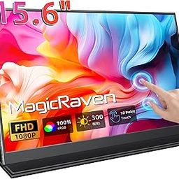 MagicRaven Portable Touchscreen, 15.6" 1080P 60Hz Laptop Monitor, Lightweight Dual USB C HDMI Second Gaminig Display with Speakers, Travel Monitor for PS4/5 Xbox Switch MAC PC Phone-5
