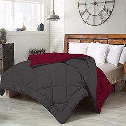 CRAZY WORLD Microfiber Reversible AC Comforter/Blanket for Single Bed | Ultra Soft & Dual Colour All Weather Duvet |Maroon & Grey, 250 GSM-image-24