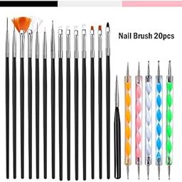 Shills Professional 20 PCS Nail Art Pens Set 5 PCS 2 Way Dotting Pen Tool +15 PCS Nail Painting Brushes UV Gel Painting DIY Nail Art Design Dotting Painting Drawing Polish Brush Pen Kit Tools Manicure Tips-8