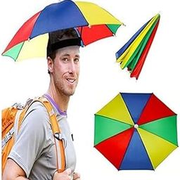 D-owl Boy's & Girl's Adjustable Size Waterproof Hands Free Portable Cap Umbrella/Headwear Rain Hat/Cap for Kids and Adults (Pack of 1)-image-9