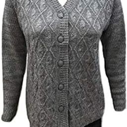 Women's Wool V-Neck Cardigan (PUREWOOLRAINBOWSEMICOTTYL_Grey_XL)-image-94