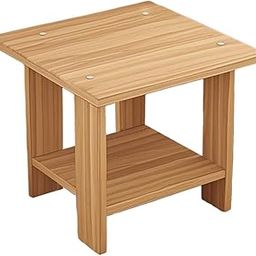 SAZ DEKOR® Wooden Double Layers Side Table for Farmhouse Versatile Modern Hallway Stand Yellow-23