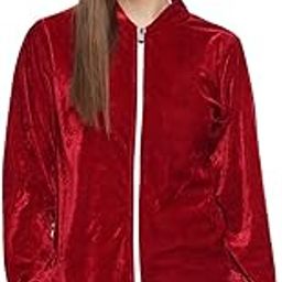 Women's Maroon Color Velvet Jacket-image-1