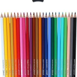 Doms 24 Shades Color Pencils|Hexagonal Shaped Body for Comfortable Grip|Bright&Playful Colors|Free Sharpner with Each Pack|Non-Toxic&Safe for Childrens|Pack of 1|Assorted-13
