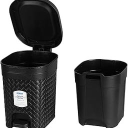 KOLORR Stitch 7 Liters Plastic Pedal Medium Dustbin/Trash Can/Garbage Waste Bin with Lid and Inner Bucket for Home/Kitchen/Office/School/Bathroom & Washroom – Black-image-96