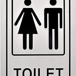 Buzz Cool Metal Silver Toilet Sign Board Sticker | Self Adhesive Ladies and Gents Washroom Signage | Restroom Sign Board | Toilet Doors Signage Board | Hotel Mall Cafe Toilet Door Stickers (1 Pc)-image-0